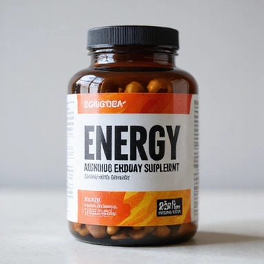 Energy and endurance supplement capsules in modern bottle